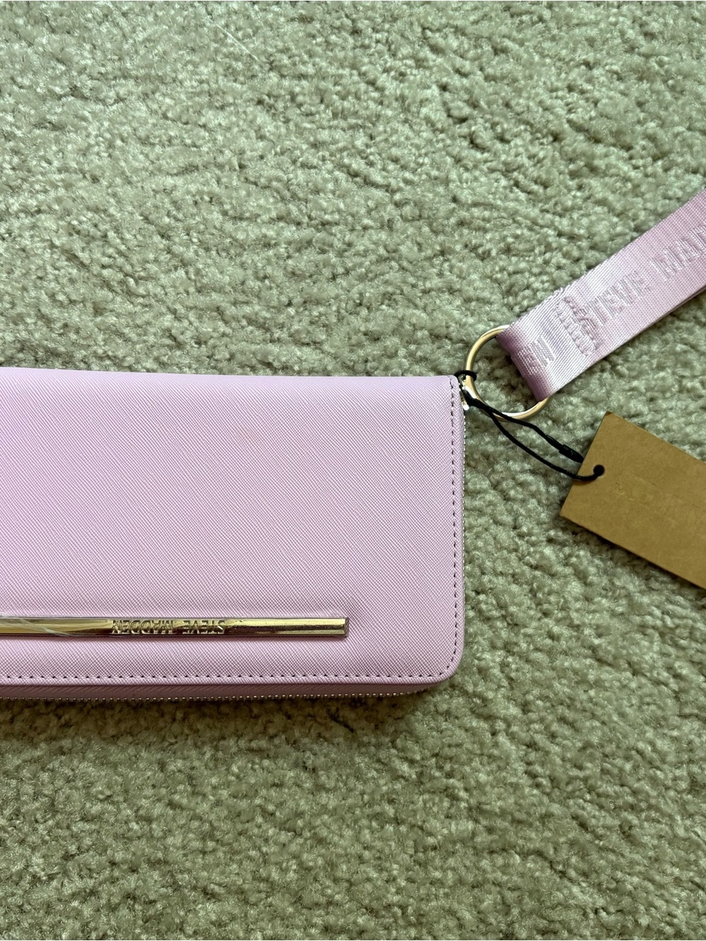 Steve Madden Pastel Pink Crossbody Wallet with Branded Strap